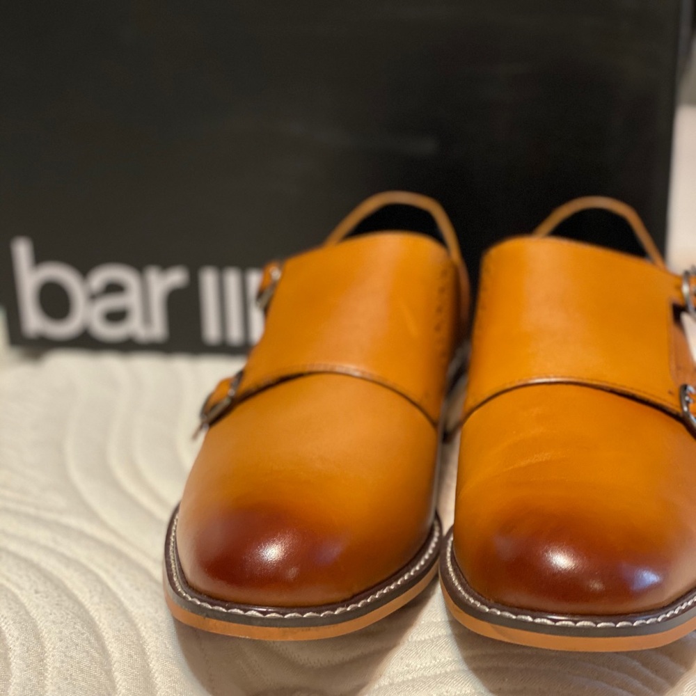 Bar III Men's Jesse Leather Monk-Strap Oxfords tan